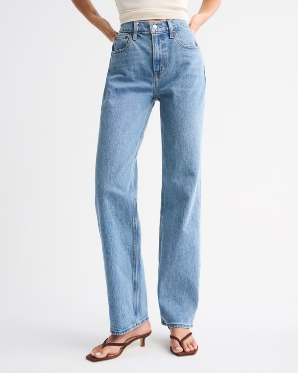 Women's High Rise 90s Relaxed Heart Embroidered Jean | Women's | Abercrombie.com | Abercrombie & Fitch (US)