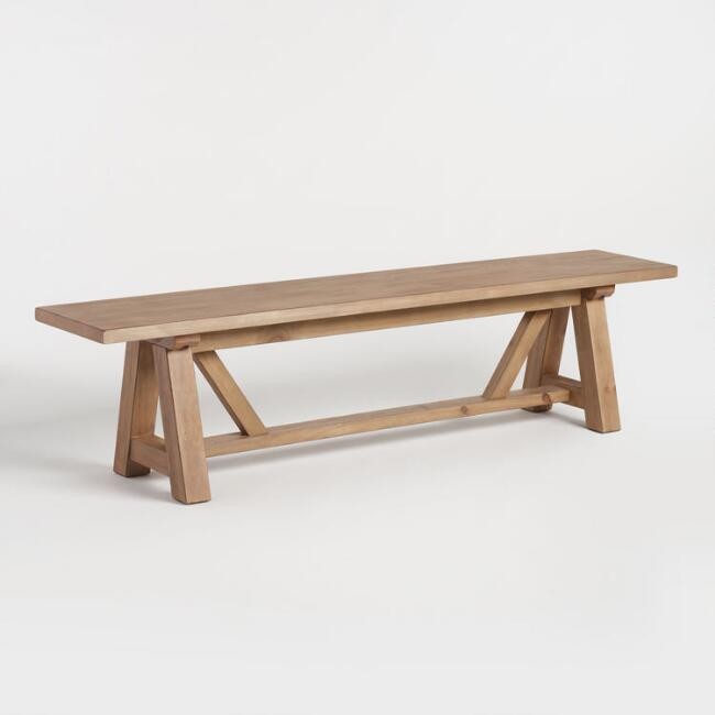 Wood Leona Farmhouse Dining Bench | World Market