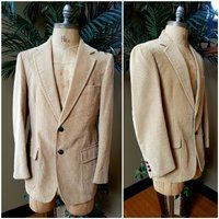 Rare Vintage 70's 80's Corduroy Blazer Jacket Suit Coat Beige Tan Sears Men's Store Wooden Wood Butt | Etsy (US)