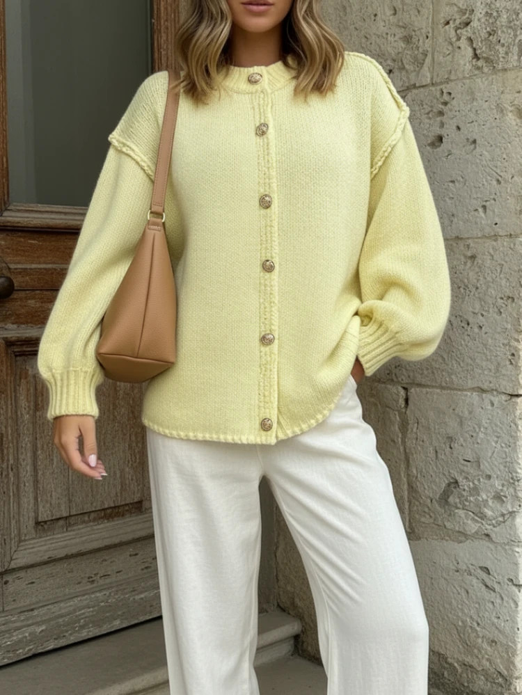 2025 Autumn/Winter New Button Front Oversized Cardigan Spring Casual Y2k Knit Sweater Holiday Chr... | SHEIN