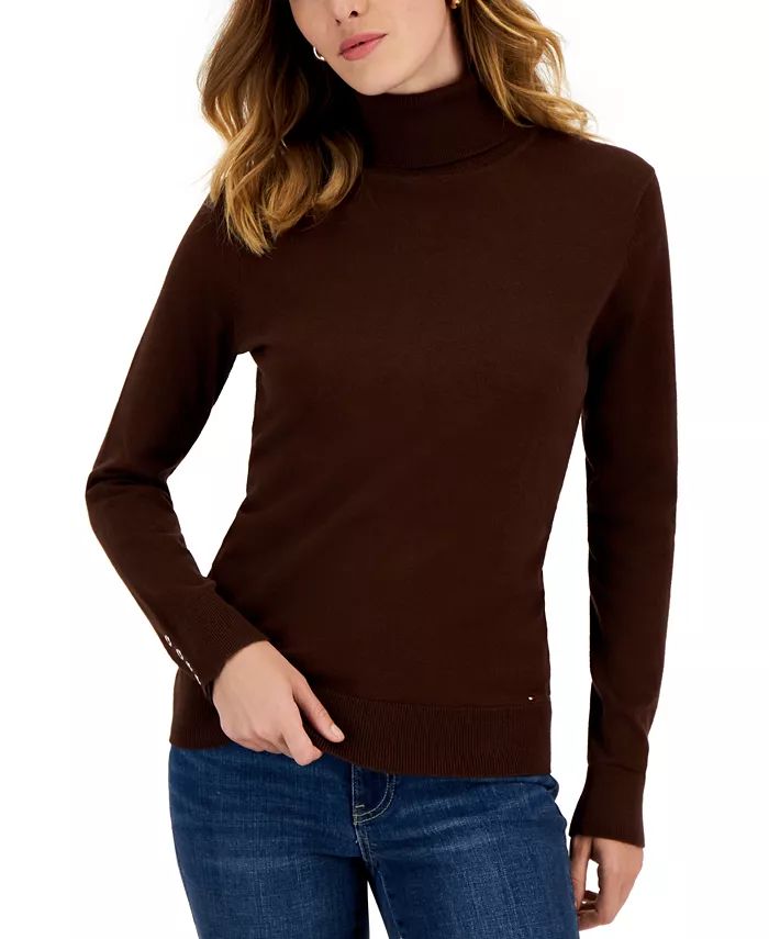 Women's Button-Cuff Turtleneck Sweater | Macy's