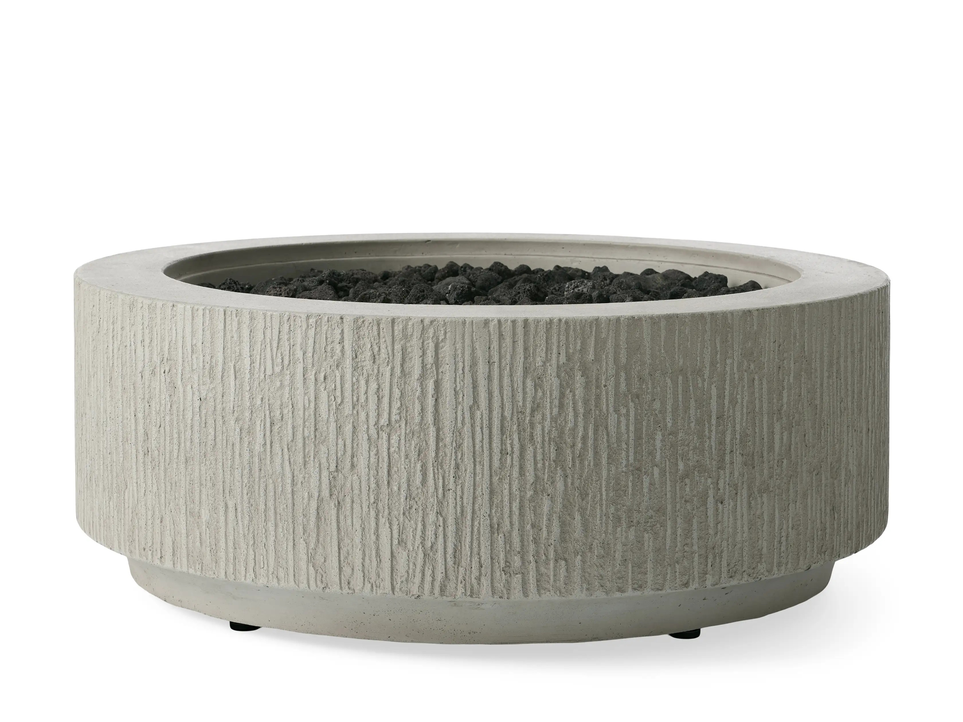 Wilmar Round Natural Gas Fire Pit in Fog Chiseled | Arhaus