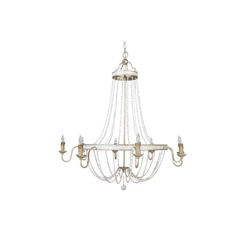 Champagne Silver/Antique White Corinna 8-Light Candle Style Empire Chandelier | Wayfair North America