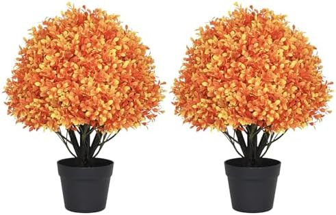 24" Artificial Boxwood Ball Plants Outdoor, Fall Topiary Trees | Amazon (US)