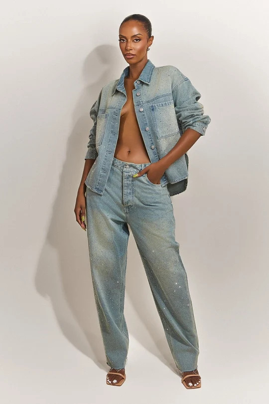 The Kai Rhinestone Jeans in Blue | Mars The Label