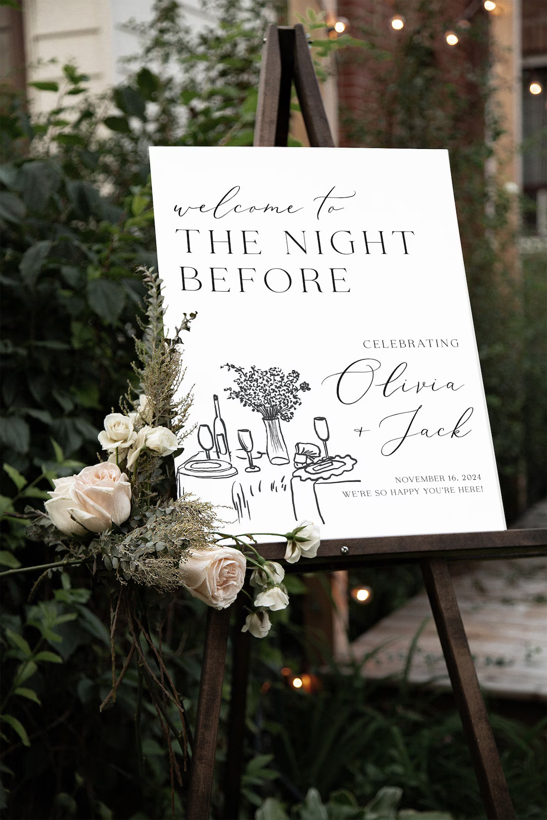 The Night Before Sign, Hand Drawn Rehearsal Dinner Sign, Whimsical Wedding Sign, Rehearsal Dinner... | Etsy (US)