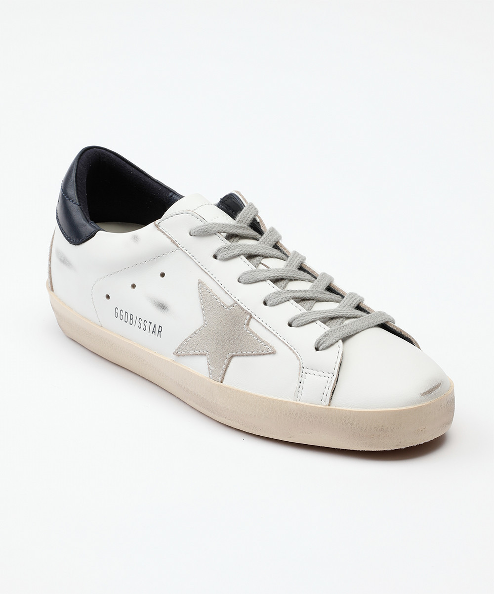 Golden Goose Women's Sneakers White - White & Dark Blue Super-Star Leather Sneaker - Women | Zulily