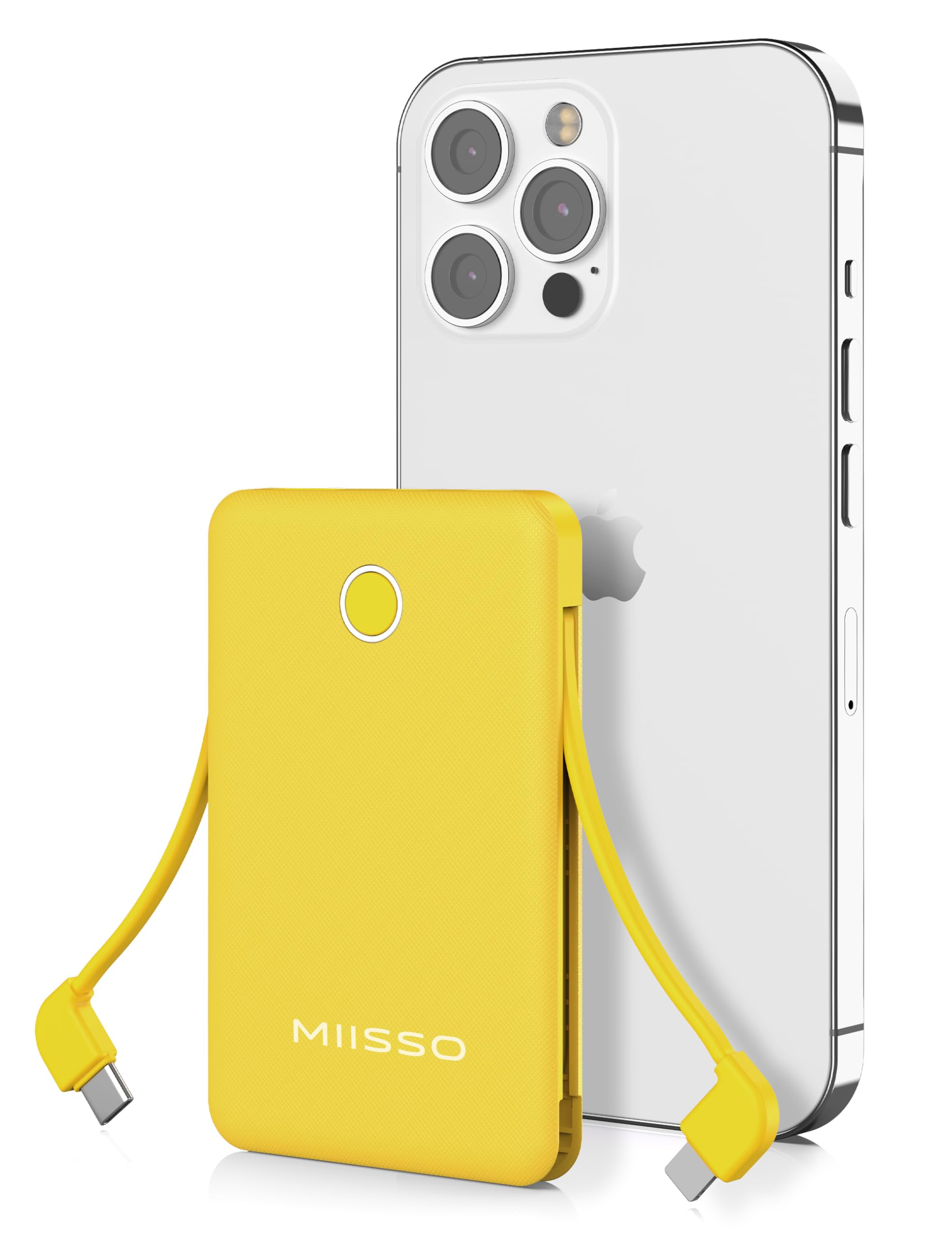 6000mah Ultra Slim Built in Cables Power Bank, Card Size Built in USB C Cords Battery Pack Portab... | Amazon (US)