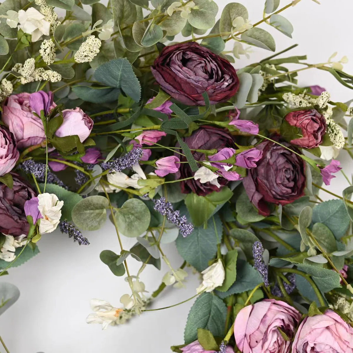 26" Artificial Everyday Eucalyptus Berry Rose Floral Front Door Wreath for Wedding Party Home Dec... | Wayfair North America