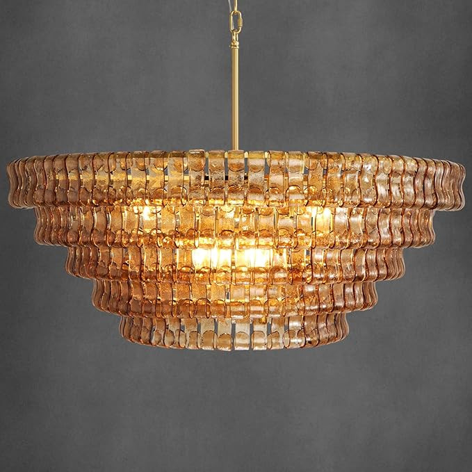 Large Chandelier, 48" Gold Chandelier for Dining Room, 8-Light Round Drum Kitchen Island Hanging ... | Amazon (US)