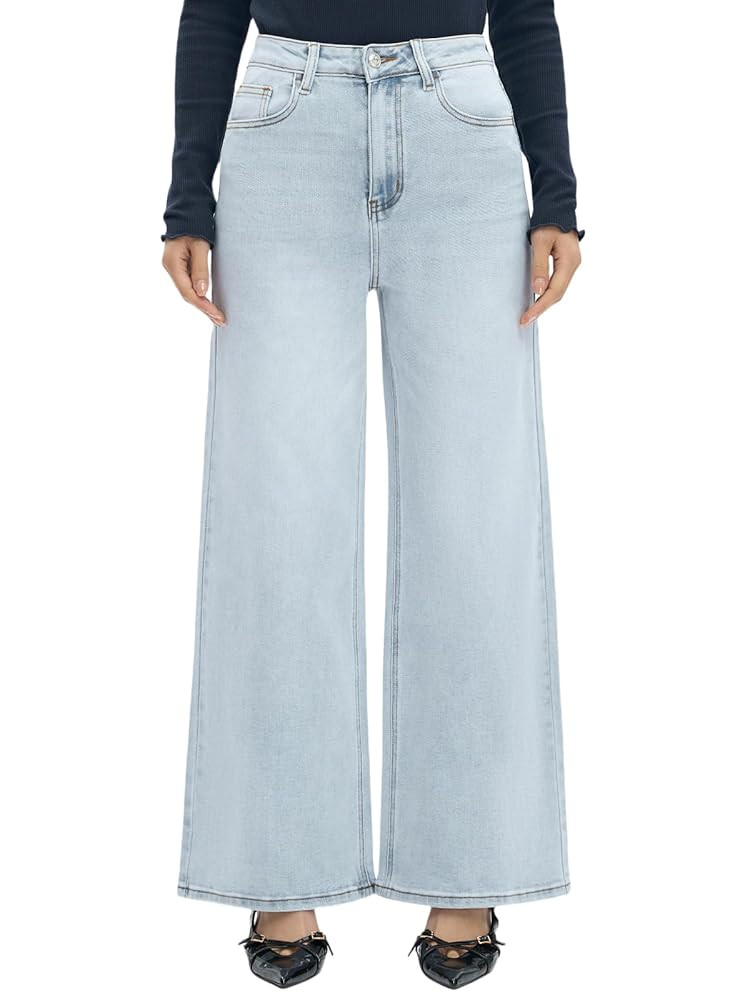 ONESO Wide Leg Jeans for Women Stretchy High Waisted BBL Jeans Trendy Boyfriend Baggy Mom Jean | Amazon (US)