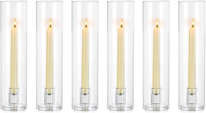 NUPTIO Candle Stick Candle Holder: Clear Glass Hurricane Candle Holders for Taper Candles 6 Pcs M... | Amazon (US)