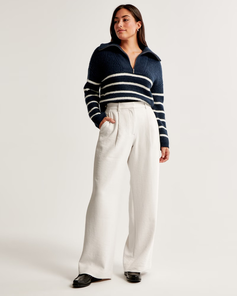 Curve Love A&F Harper Tailored Premium Crepe Pant | Abercrombie & Fitch (US)