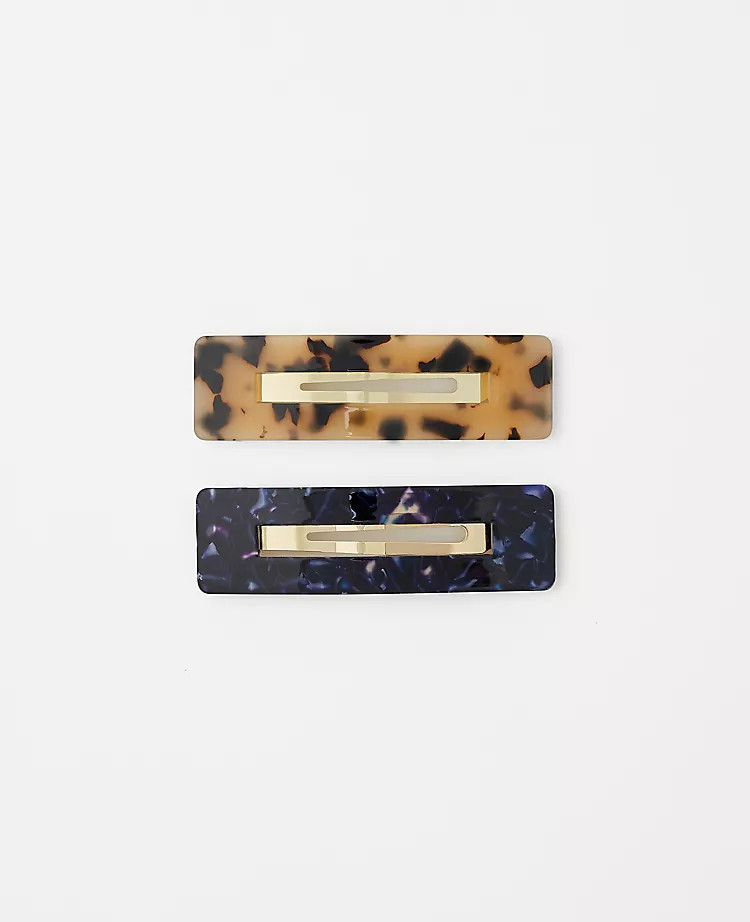 Tortoiseshell Print Square Hair Clip Set | Ann Taylor (US)