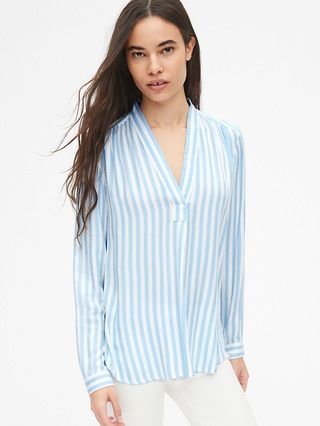 Stripe Popover V-Neck Tunic Shirt | Gap (US)