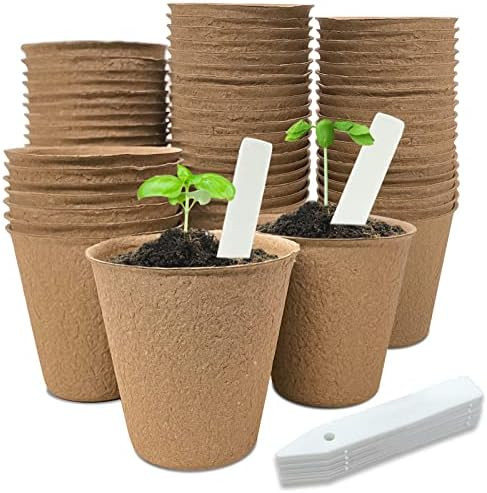 40Pcs 3.15 Inch Peat Pots, Biodegradable Eco-Friendly Round Plant Seedling Starters Kit, Seed Ger... | Amazon (US)
