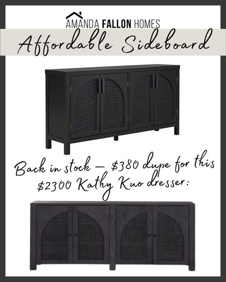 This affordable black sideboard with arched detailing (total dupe for this Kathy Kuo dresser) is back in stock! Linking the Kathy Kuo sideboard too which is on sale for the moment!

Sideboard. Cabinet. Buffet. 

#KathyKuo #Amazon 

#LTKhome #LTKFind #LTKsalealert