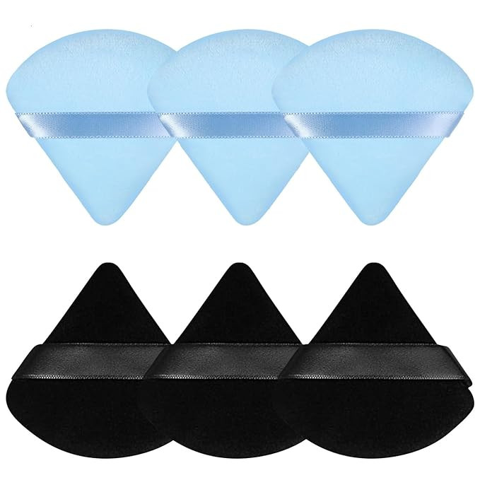 6 Pieces Powder Puff Face Soft Triangle for Loose and Body Powder, Velour Makeup Sponge Set Setti... | Amazon (US)