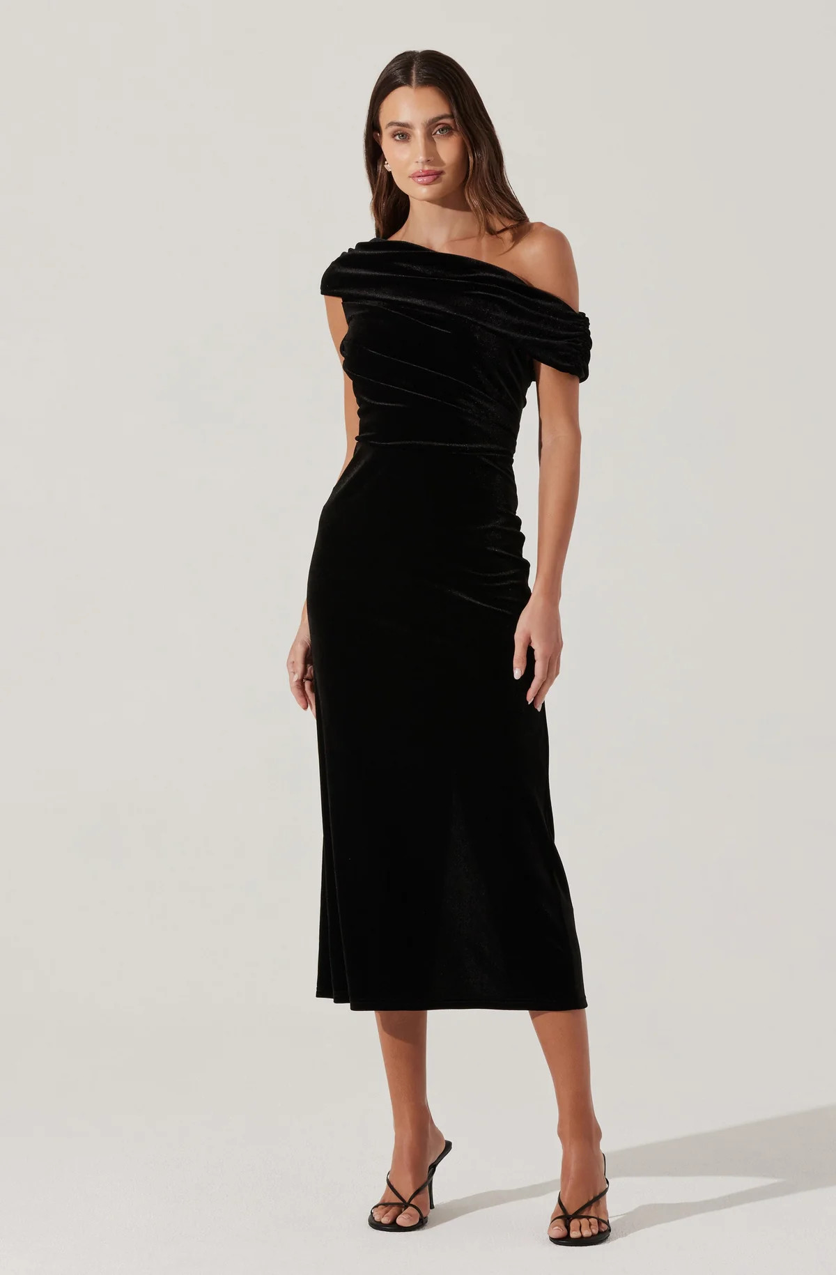 Velvet Off Shoulder Midi Dress | ASTR The Label (US)