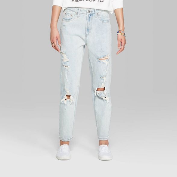 Women's High-Rise Distressed Mom Jeans - Wild Fable™ Light Wash | Target