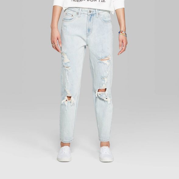 Women's Super-High Rise Distressed Mom Jeans - Wild Fable™ Light Wash | Target