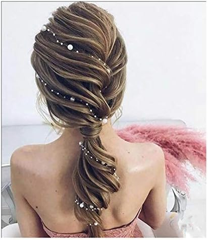 Chargances 2PCS Pearl Bridal Headpiece Gold Wedding Long Headband for Brides Pearl Hair Vine Pear... | Amazon (US)