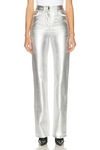 Ferragamo Metallic Slim Straight Pant in Metallic Silver | FWRD 