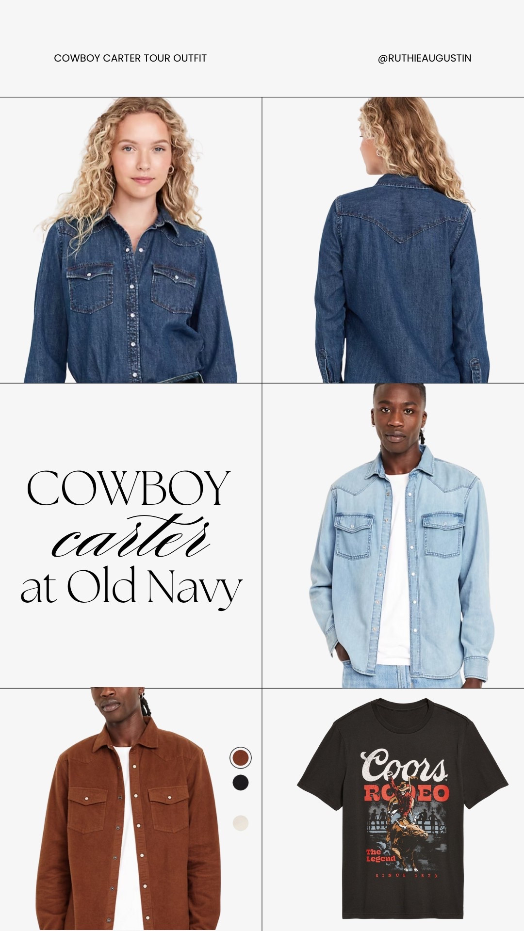 Cowboy Carter at Old Navy! 

Here's a roundup of a few very western, country, cowboy looks from Old Navy for the upcoming
Beyonce Cowboy Carter
concert tour!

(Concert outfit, denim, denim cowboy, denim outfit, Cowboy Carter outfit, rodeo outfit, rodeo fashion, country fashion, beyonce tour fashion, country outfit, western outfit)

#LTKSaleAlert #LTKStyleTip #LTKFindsUnder50