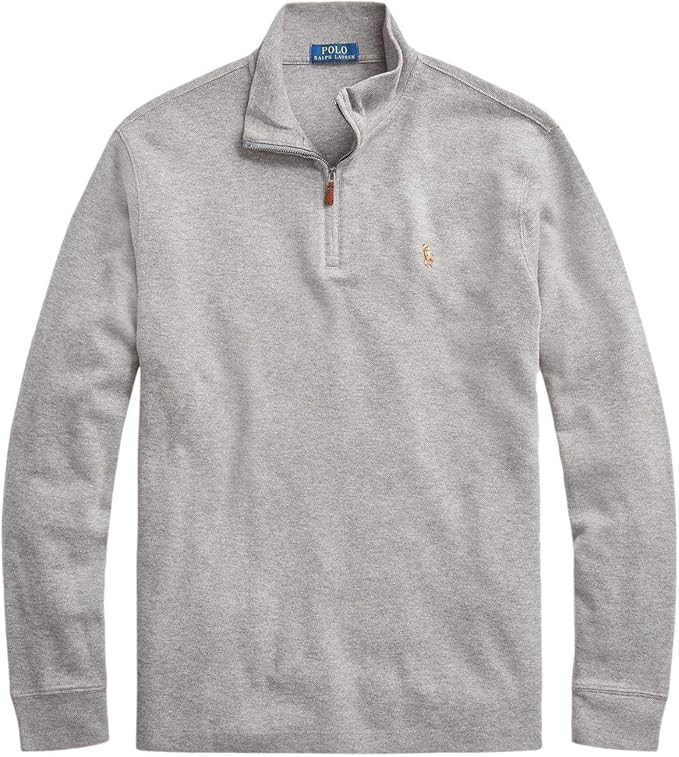 Polo Ralph Lauren Mens Classic Estate-Rib Quarter-Zip Pullover Sweater (XXL, MetalicGreySigPny) | Amazon (US)