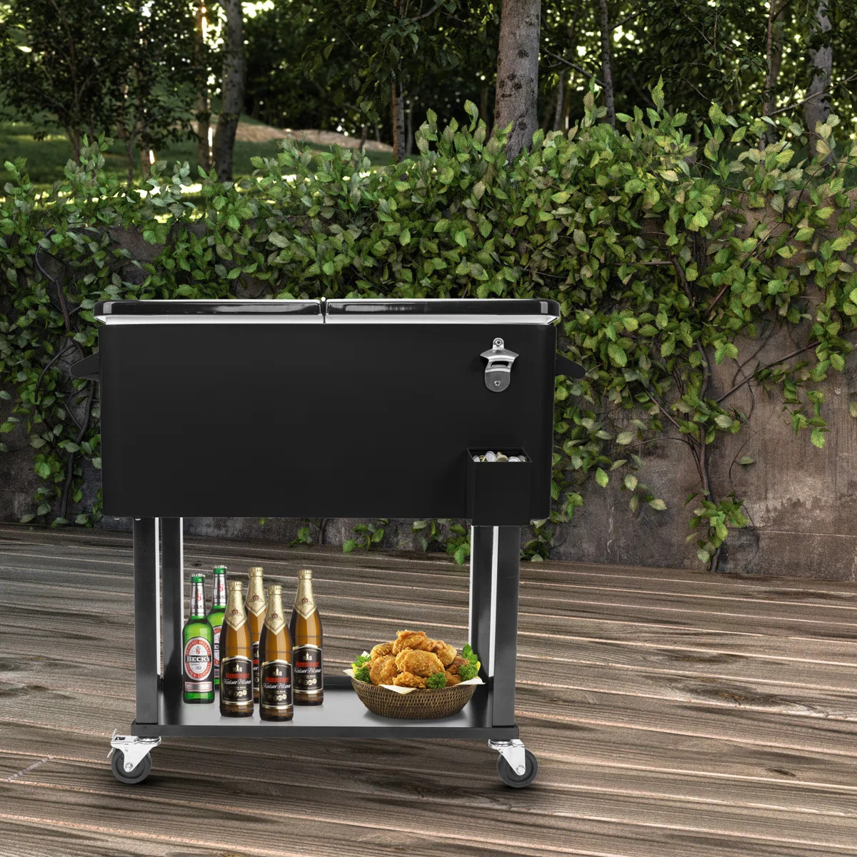 80 Qt. Outdoor Rolling Cooler Cart Storage Cabinet | Wayfair North America