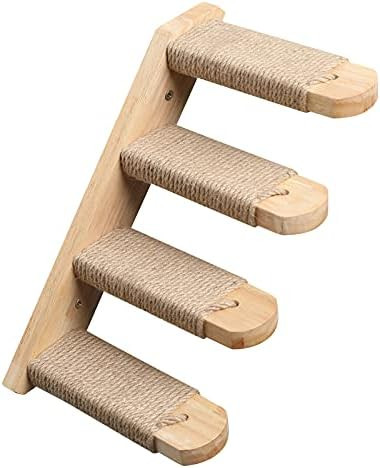 FUKUMARU Cat Climbing Shelf Wall Mounted, Four Step Cat Stairway with Jute Scratching for Cats Pe... | Amazon (US)
