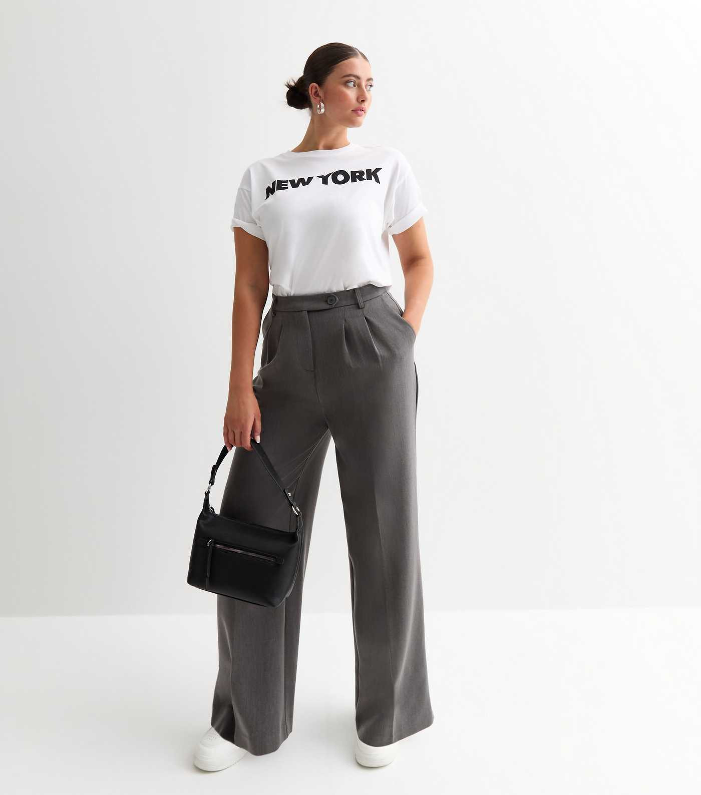 Dark Grey High Waist Wide Leg Trousers | New Look | New Look (UK)