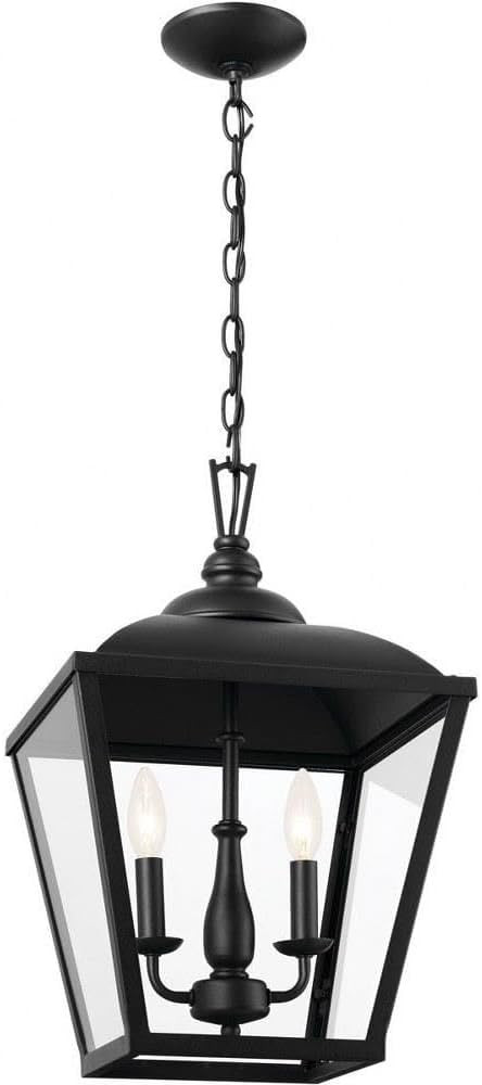 Kichler Dame 19.4 Inch 2 Light Foyer Pendant with Clear Glass in Textured Black | Amazon (US)