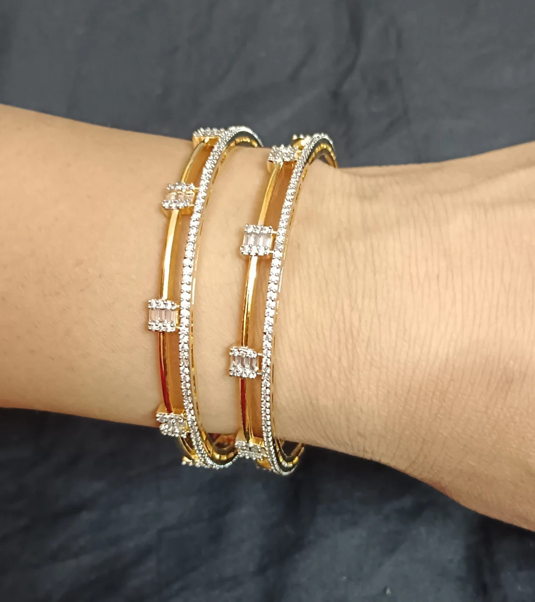CZ Diamond Bridal Bangles: Gold Plated Indian Jewelry | Etsy (US)