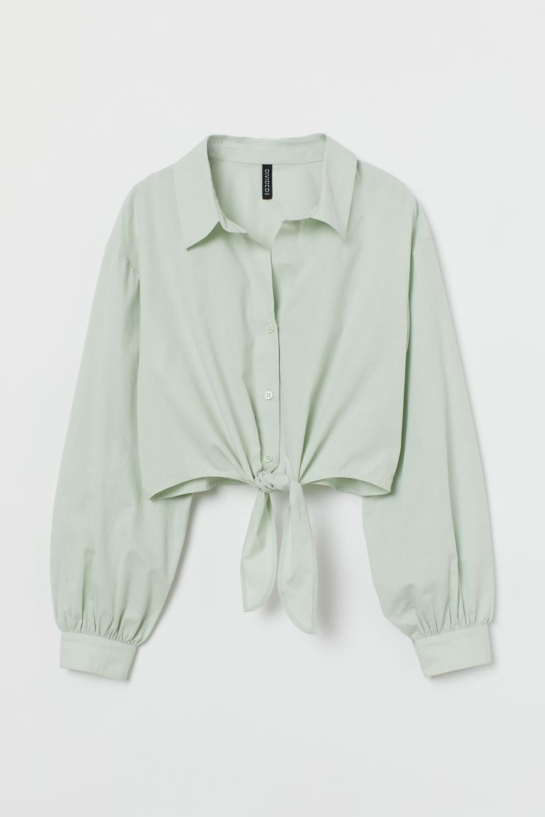 Tie-hem Cotton Shirt | H&M (US + CA)