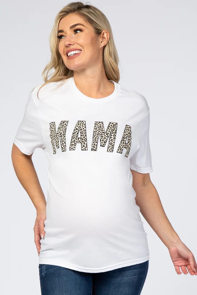 White Animal Print "Mama" Graphic Maternity Top | PinkBlush Maternity