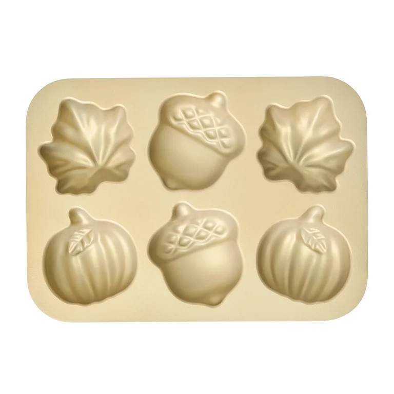 Better Homes & Gardens Cast Aluminum Golden Nonstick Fall Cakelet Pan, 12.11inch Length x 8.66inc... | Walmart (US)