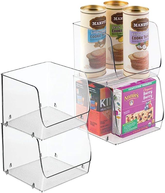 mDesign Large Household Stackable Plastic Food Storage Organizer Bin Basket with Wide Open Front ... | Amazon (US)