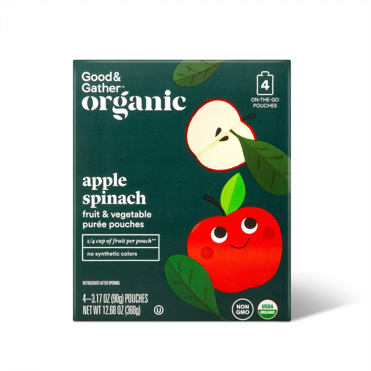 Organic Applesauce Pouches -  Apple Spinach - 4ct - Good & Gather™ | Target
