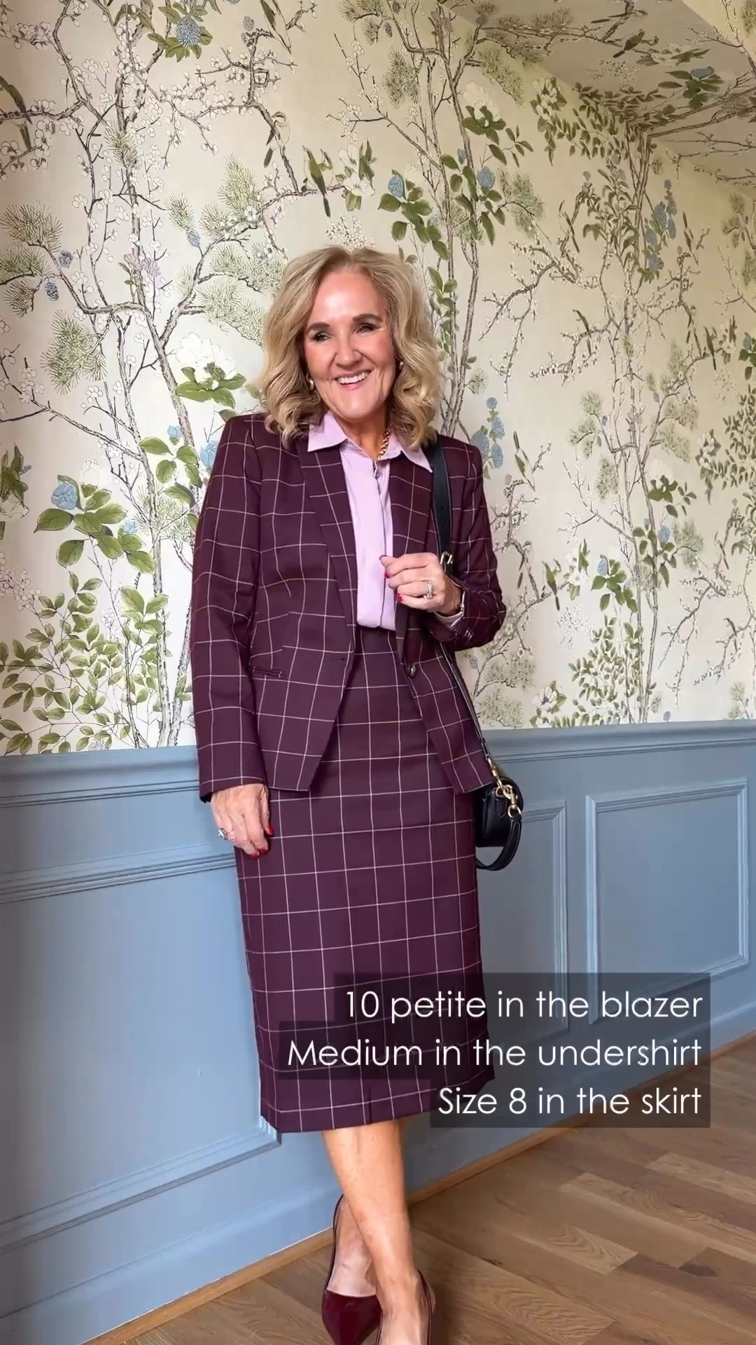 I’m wearing a size 10 petite in the blazer, medium in the undershirt, and size 8 in the skirt. I love this plaid set because it feels polished without being too fussy. The burgundy color is beautiful, and worn together it makes getting dressed for work so easy.

#LTKdayinmylife #LTKgrwm #LTKootd