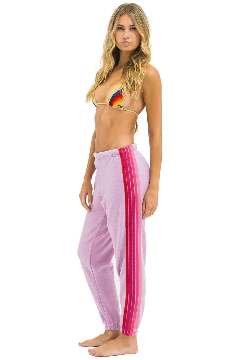 5 STRIPE SWEATPANTS - MAUVE // PINK | Aviator Nation