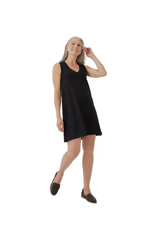 Pact Organic Softspun A-Line Tank Dress in Black at Nordstrom, Size Medium | Nordstrom