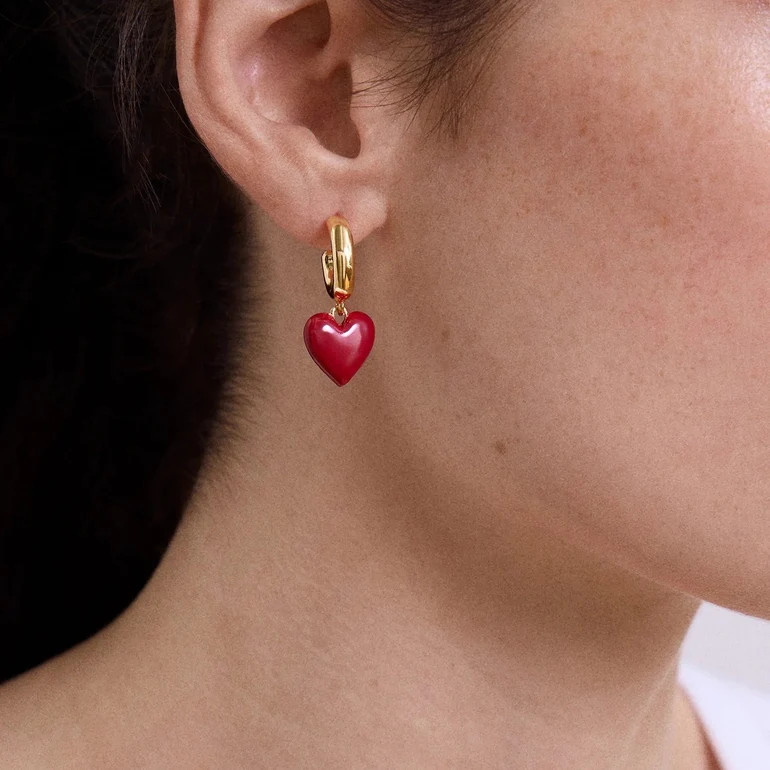 Game Day Heart Drop Earrings - Dark Red | BaubleBar