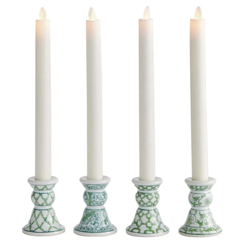Nolan French Country Green Porcelain Candle Holder - Set of 4 | Kathy Kuo Home