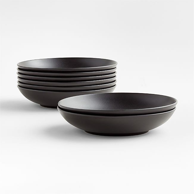 Craft 10" Charcoal Grey Low Bowls, Set of 8 + Reviews | Crate & Barrel | Crate & Barrel