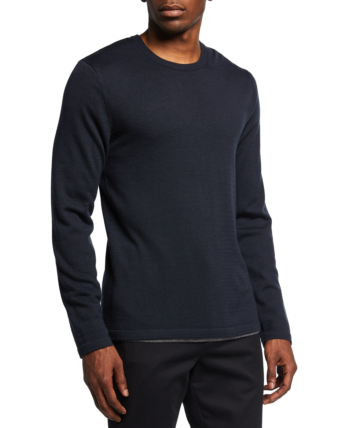 Men's Double-Layer Wool Crew Sweater | Neiman Marcus