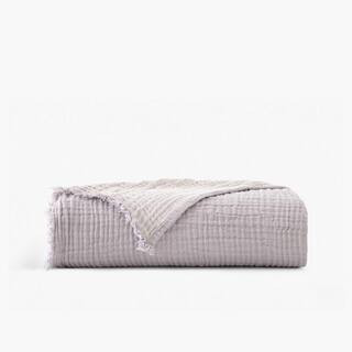 Truly Soft 2-Toned Organic Lavender Cotton 1-Piece Throw Blanket TH3444LG-00 - The Home Depot | The Home Depot