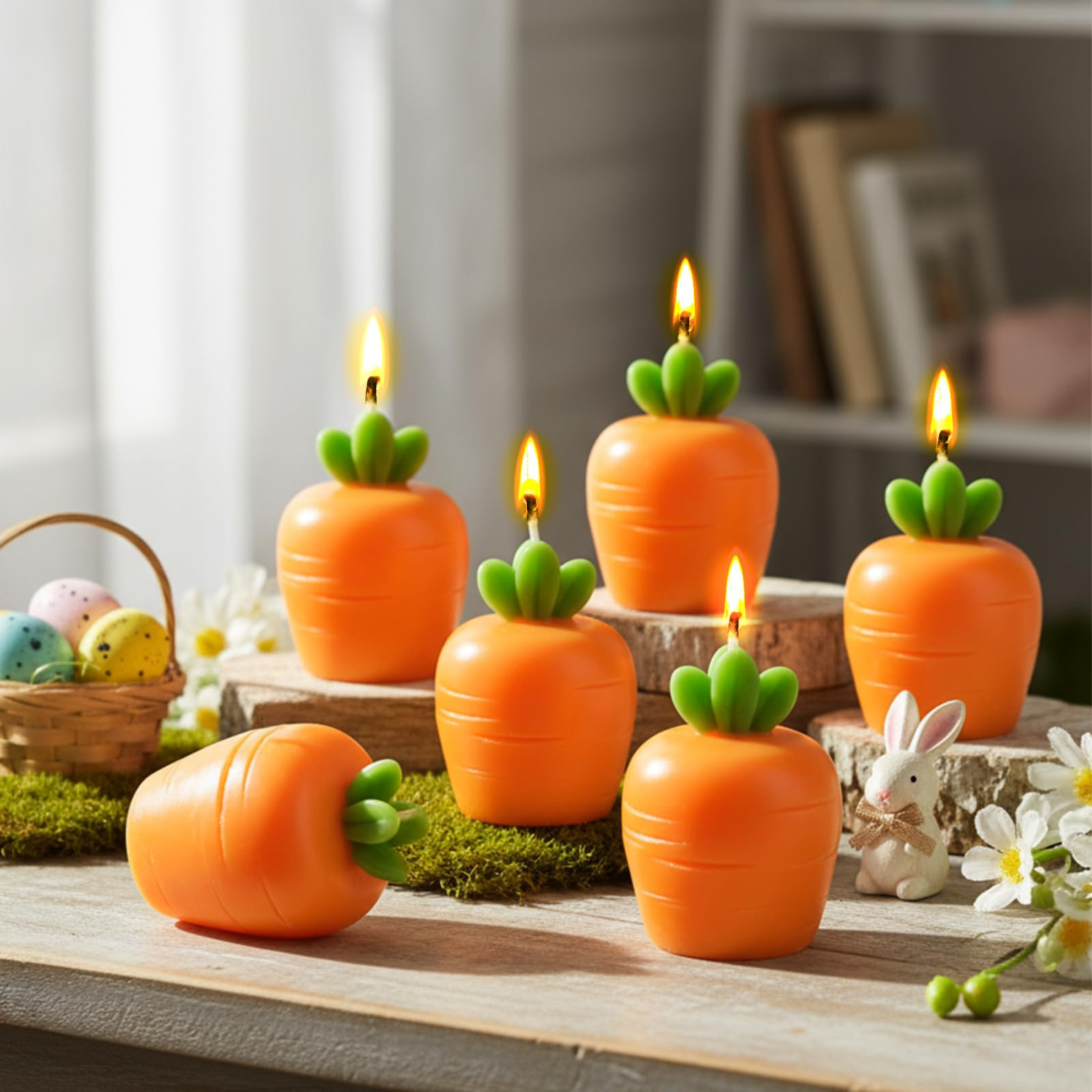 6 Pcs Easter Carrot Decor Candle for Spring Table Decoration Easter Tealight Scented Vegetable So... | Amazon (US)