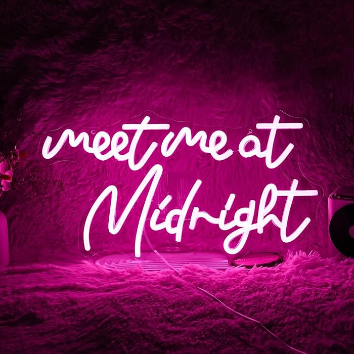 Dimmable Meet Me At Midnight Neon Sign LED Pink Words Neon Light For Wall Decor USB Powered Lette... | Amazon (US)