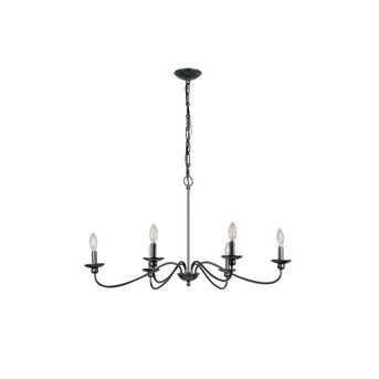 allen + roth  Providence 6-Light Black Traditional Linear Pendant Light | Lowe's